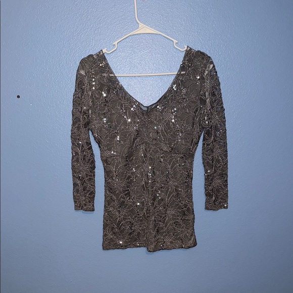 Boston Proper Elegant Gray Silver Sequin Women's Top - small. B4 - Picture 1 of 7